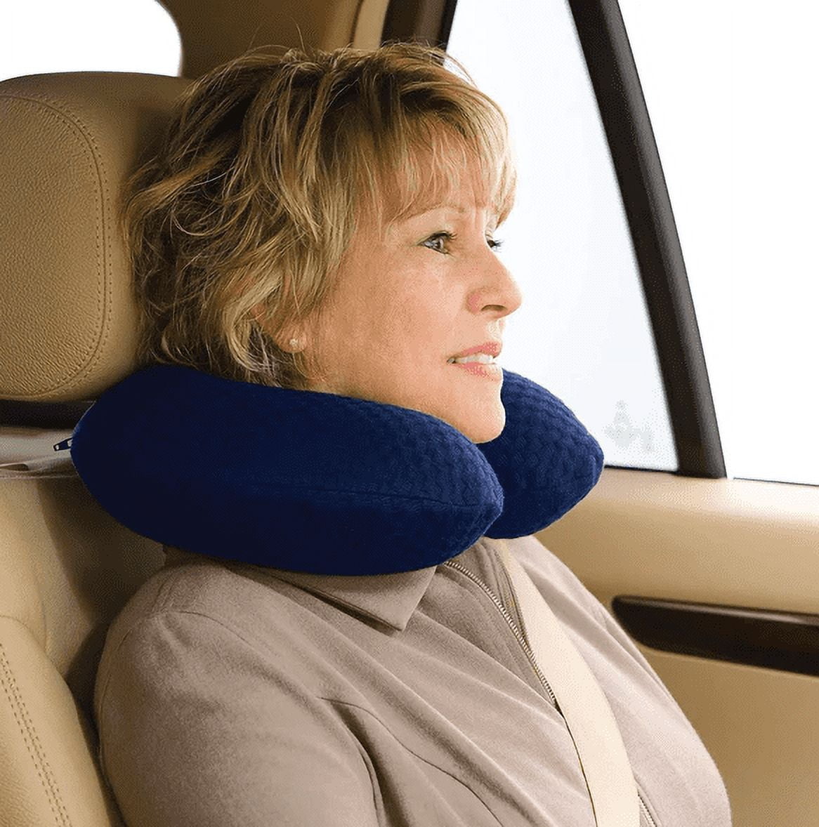 Carex Premium Quality Memory-Foam Travel Pillow for Neck Support, Relieves Pain, 0.9 lbs, Blue