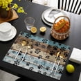thumbnail image 3 of Cute Dog Claws Placemats Set of 6, Farmhouse Blue Wooden Puppy Pawprints Placemats for Dining Table, Place Mats for Kitchen Tabletop, Waterproof Wipeable Dining Table Mats Set, 3 of 9