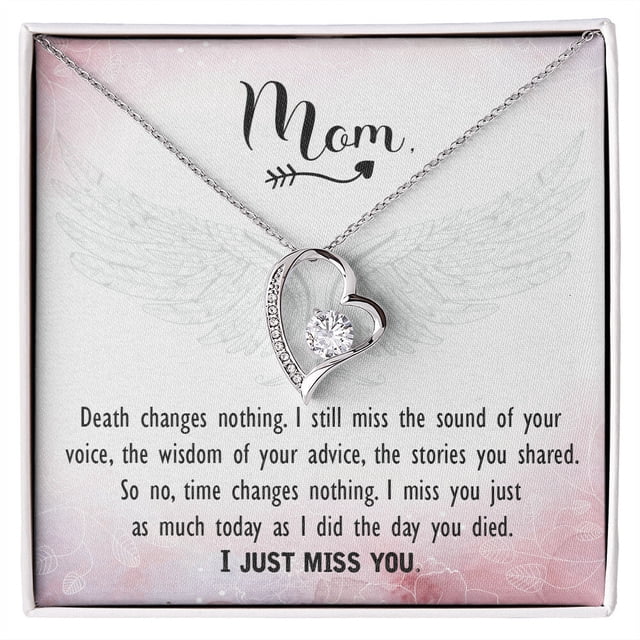 Pour Maman Message Souvenir Mort Ne Change Rien pour Toujours Collier w Message Carte