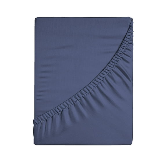 YOPTOP Luxury Queen Fitted Sheet Deep Pocket Queen Fitted Sheet Soft Cooling Sateen Weave Extra Long Staple Queen Size Fitted Sheet White,navy