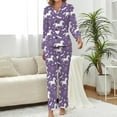 thumbnail image 2 of Top-kevin Women's Pajama Sets Black White Floral Horse Long Sleeve Lounge Sets Pjs Sleepwear with Pockets, 2 of 12