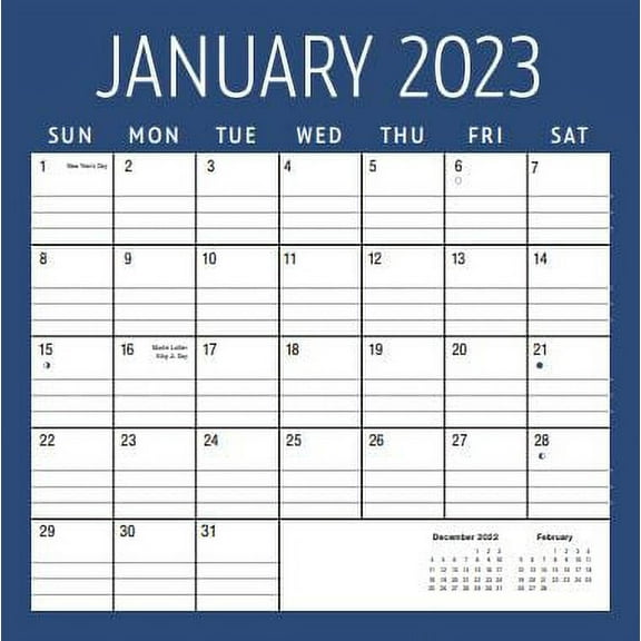 2023- 12 Month Calendar-Navy Border-12x12 Spiral bound- by Pen + Gear
