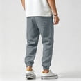 thumbnail image 4 of Havenx Mens Cotton Linen Pants Elastic Waist Drawstring Trousers with Pockets Cuffed Ankles Sweatpants Baggy Beach Lounge Relaxed Fit Casual Summer Clothes,Gray S, 4 of 5