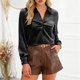 thumbnail image 2 of Camisetas para Mujeres con Cuello en V Manga Larga Delantera Blusa de Color Sólido, Corbata Delantera Top Casual, 2 of 7
