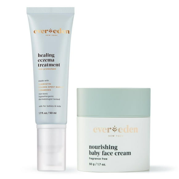 Evereden Healing Eczema Treatment, 1.7 fl oz & Nourishing Baby Face Cream 1.7 oz.| Fragrance Free Eczema Cream for Babies, Kids, and Adults