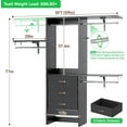 thumbnail image 7 of Armocity 5FT Small Closet System with 3 Fabric Drawers,60 Inches Walk In Closet Organizer System With 3 Adjustable Shelves, Heavy Duty Clothes Rack Built-In Garment Rack, 59" L x 16" W x 71" H, Black, 7 of 7