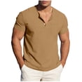 thumbnail image 2 of snilers Cotton Linen Shirts for Men Summer Casual Short Sleeve Henley T-Shirt Vacation Beach Hawaiian Tops with Pocket S-4XL, 2 of 8