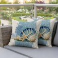 thumbnail image 3 of Pack of 2 Blue Coastal Starfish Outdoor Pillow Covers Decorative, Waterproof Pillow Protector, Vintage Beige Nautical Coral Summer Throw Pillowcases Accent Cushion Cases for Patio Couch Sofa 20"x20", 3 of 8