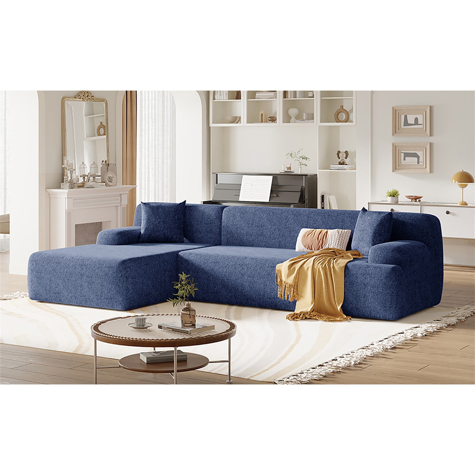 Spaco 27" L Shaped Deep Seat Modern Convertible Sectional Sofa with Modular Couch with Reversible Chaise for Living Room, Blue Spaco 27" L Shaped Deep Seat Modern Convertible Sectional Sofa with Modular Couch with Reversible Chaise for Living Room, Blue