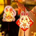 thumbnail image 3 of Tnobhg 1 Set Rabbit Paper Lantern with Pole Tassels Battery Operated Double Sided Hollow DIY Handmade Chinese New Year Mid-Autumn Festival Bunny Night Light Children Gift, 3 of 7
