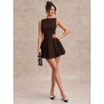 thumbnail image 7 of Coffee Brown Fit & Flare Sleeveless A-Line Mini Dress For Women, 7 of 7