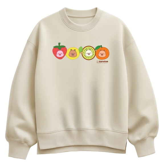 CapyFun - Capybara Fruits - Women's Oversized Fleece Crew Sweatshirt