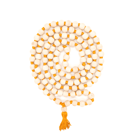 8 MM White Bead Mediation Necklace | Jaap Mala | 108 Bead Mala