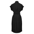 thumbnail image 5 of Up to 60% Off! pstuiky Womens Dresses, Women Short-Sleeved Lapel Dress Solid Color Lace-Up Dress Button up Shirt Dress Leisure Black S, 5 of 5