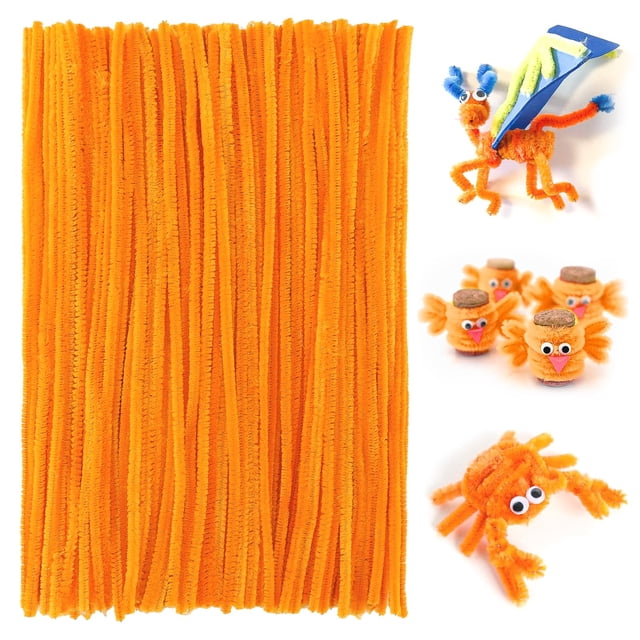 Pipe Cleaners Craft, 100pcs Orange Pipe Cleaner for Making Carrot, 6mm X 12" Orange Stems Pipe Cleaner