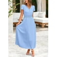 thumbnail image 3 of PRETTYGARDEN Women's Summer Maxi Dresses Trendy Casual Button V Neck Ruffle Cap Sleeve Long Flowy Pleated Dress, 3 of 6