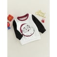 thumbnail image 3 of Bagilaanoe Toddler Baby Girl Boy Christmas Sweatshirt Long Sleeve Santa Print Pullover 6M 12M 2T 3T 4T Kids Fall Loose Tee Tops, 3 of 9