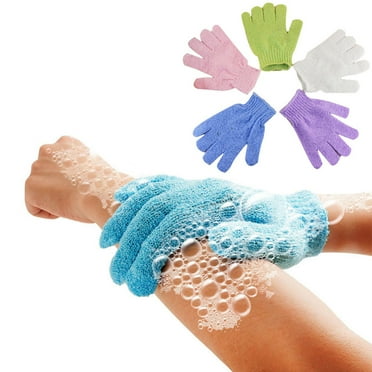 VerPetridure 5 Pcs Bath Exfoliating Gloves for Shower,Natural Loofah Exfoliating Wash Gloves for Body and Face,Dead Skin Remover,Double Sided Microfibre Shower Body Gloves for Adult Kids