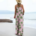 thumbnail image 5 of lcziwo St Patricks Day Jumpsuits for Women Irish Festival Shamrock Graphic Overalls Casual Sleeveless Adjustable Strap Rompers with Pockets Pink XXXL, 5 of 7