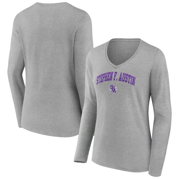 Women's Gray Stephen F Austin Lumberjacks Campus Long Sleeve V-Neck T-Shirt