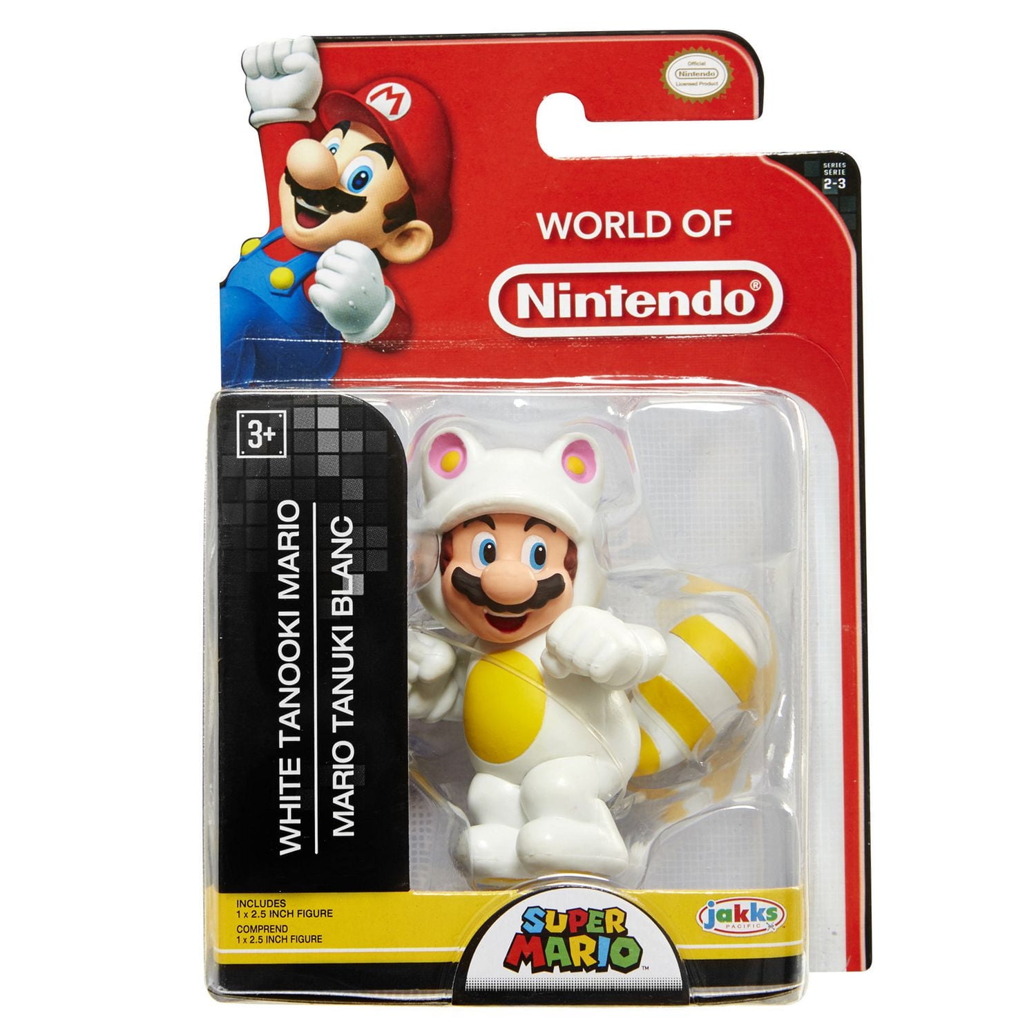 Figurine d'articulation limitée Tanooki Mario blanc de Nintendo de 2,5 po