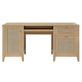 thumbnail image 4 of Pemberly Row 63" Natural Rattan and MDF Wood Office Desk in Oak, 4 of 8