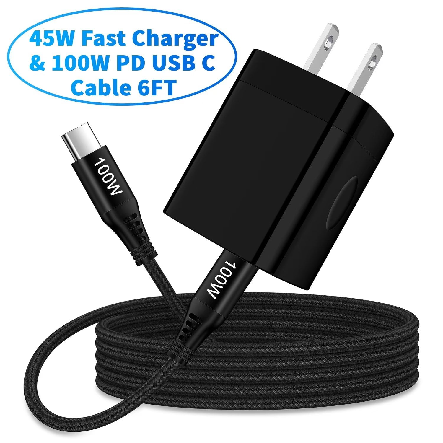 USB C Block,FiveBox USB C Wall Charger Block with 1pc 100W USB C Cable