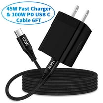 USB C Block,FiveBox USB C Wall Charger Block with 1pc 100W USB C Cable 6ft 45W PD Fast Charging Block Type C Charger Block Type C Charging Cord Charger Cable USB C Power Adapter for Samsung,Black