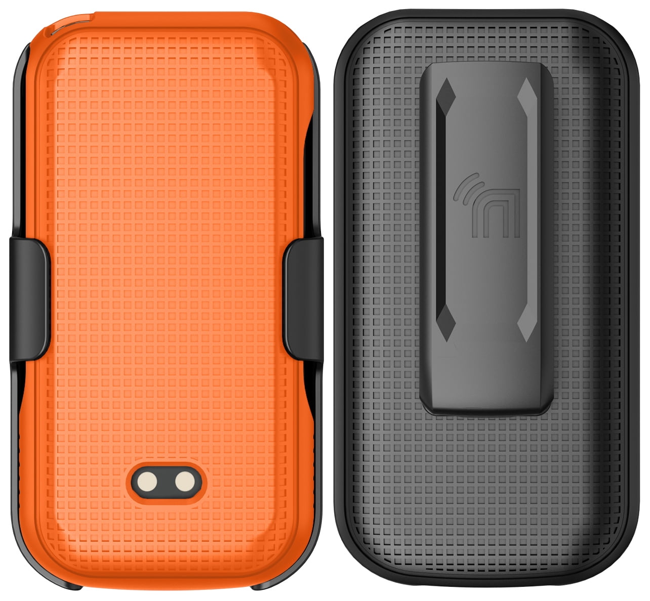 Nakedcellphone Case and Belt Clip Combo for Sonim XP3plus 5G Flip Phone (XP3 Plus X320, 2025), Textured Hard Cover and Holster/Holder - Bright Orange