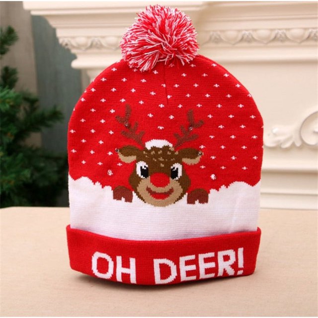Promoción, artware eléctrico, vacaciones, diseños decorativos de mezcla de invierno, sombrero de Navidad LED intermitente de punto