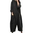 thumbnail image 2 of UTTOASFAY Women Pants Clearance Women Casual Solid Pocket Romper Long Playsuit Strap Long Sleeve Jumpsuit Flash Picks Black 6(M), 2 of 9