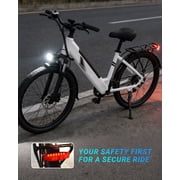 DYU C7L Electric Bike for Adults, 26 Peak 1000W Motor Ebike, 48V 10.4Ah Removable Battery, 45 Miles Max 20MPH, 7 Speed Electric Bicycle UL2849, White