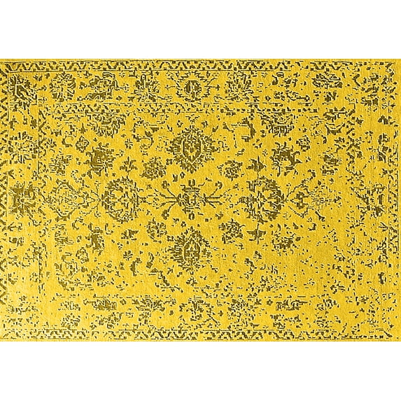 Ahgly Company Indoor Rectangle Oriental Yellow Industrial Area Rugs, 2' x 4'