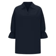 thumbnail image 4 of Casual Shirt for Women Loose Fit Long Sleeve Solid Color Fashion Lapel Womens formal Shirts,Navy,M, 4 of 5