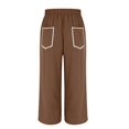 thumbnail image 5 of Delayuji Womens Capri Pants Casual Summer Baggy Wide Leg Pants Elactic Waist Barrel Pants Women With Pockets, 5 of 8