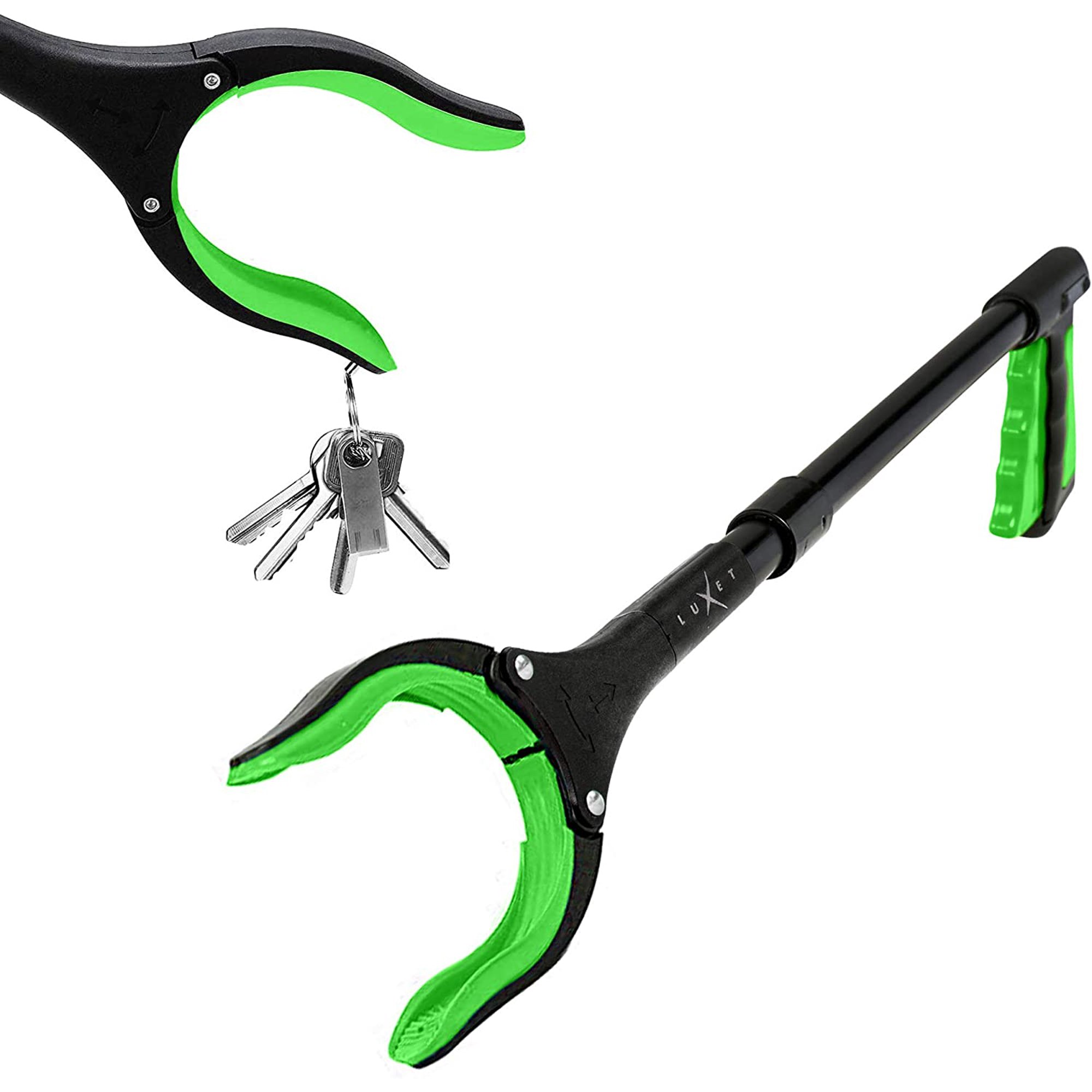 Grabber Reacher Tool 19 Inch Long, Foldable Pick Up Stick - Strong Grip Magnetic Tip - Heavy Duty Trash Picker Claw Reacher Grabber Tool Elderly Wheelchair Mobility Aid (Green)