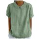 thumbnail image 1 of Nueva blusa con solapa para mujer - Top holgado informal de manga corta - Diseño irregular con encaje entretejido, 1 of 6