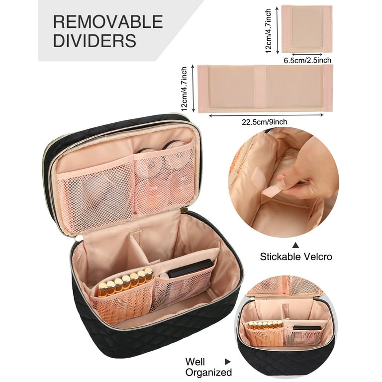 Relavel Double Layer Travel Makeup Bag Organizer with Compartments