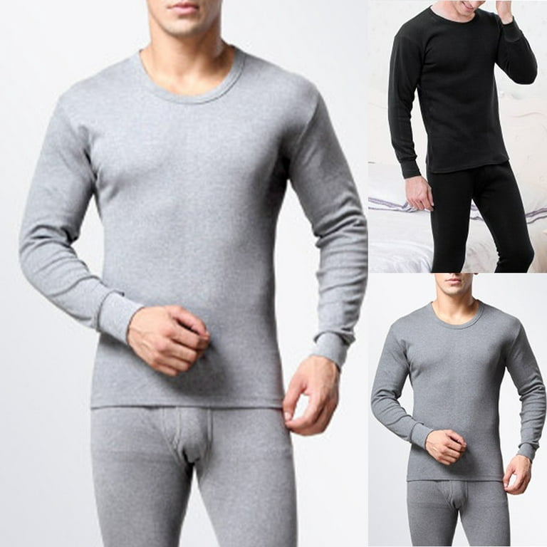 2Pcs Men Thermal Underwear Plus Velvet Suit Pajamas Home Service