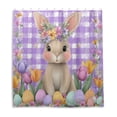 thumbnail image 2 of Cute Easter Rabbit Eggs Tulips Purple Plaids Shower Curtains with 12 Hooks Waterproof Bathroom Decor 66" x 72", 2 of 6