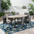 thumbnail image 3 of GDF Studio Dimitra Outdoor Acacia Wood and Wicker 7 Piece Dining Set, Gray, 3 of 13