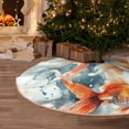 thumbnail image 5 of Xecao Three Goldfish Watercolor Splash Pattern Christmas Tree Skirt Round Xmas Tree Mat Base Cover for Holiday Home Decorations-30", 5 of 6