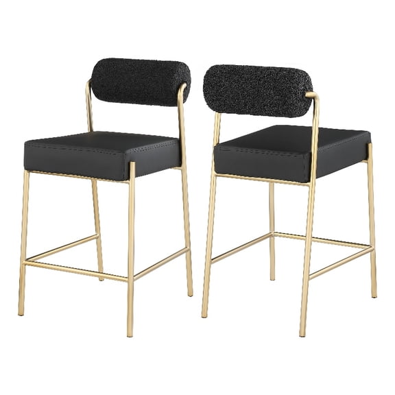 Meridian Furniture Carly Black Faux Leather / Boucle Counter Stool