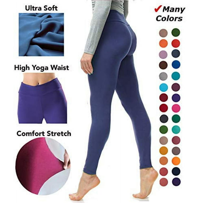 LMB Lush Moda Leggings for Women with Comfortable Yoga Waistband - Buttery  Soft in Many of Colors - fits X-Small to X-Large, Admiral Blue 