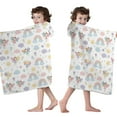 thumbnail image 4 of Pastel Fairy Rainbow Pattern Hooded Bath Towel，50"x30" for Ages 3 To 12 Kids, Quick Dry Lightweight Soft Microfiber Hood Beach Towel Cover Up for Kids, 4 of 7