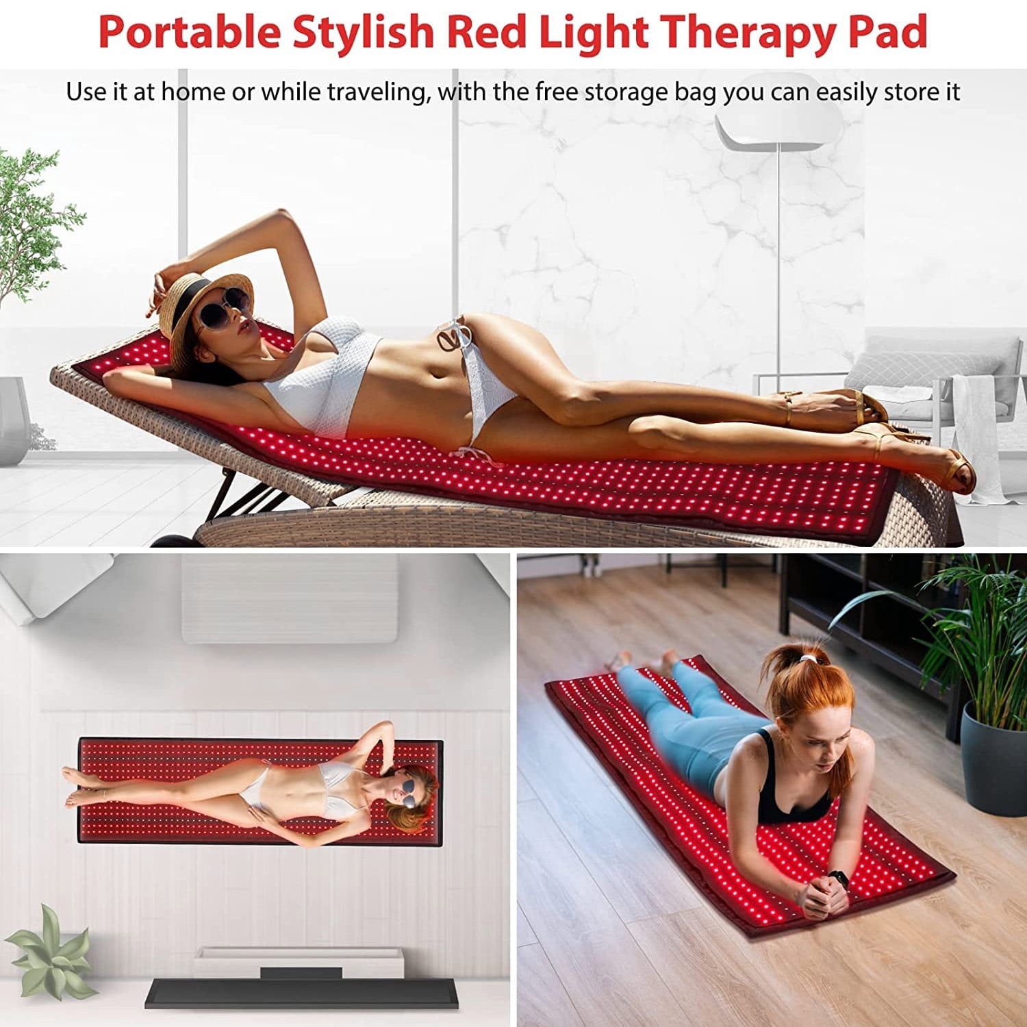 Red L.Ight T.herapy Pad for Full Body,945pcs L.E.D 660nm Red and 850nm Near-I.nfrared L.Ight T.herapy Device,Large Home Laying Mat for Body, Muscle Recovery