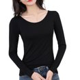 thumbnail image 1 of Guardurnaity Ropa interior térmica femenina de manga larga con cuello redondo, camisa de invierno para oficina, escuela, ropa interior para dormir, Prendas para la parte del cuerpo 2 piezas negro XL, 1 of 6