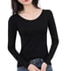 thumbnail image 1 of Ropa interior térmica femenina de manga larga con cuello redondo, camisa de invierno para oficina, escuela, ropa interior para dormir, ropa Prendas para la parte del cuerpo 2 piezas negro XL Guardurnaity AP013721-02, 1 of 6