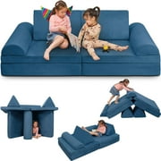 Play Couch Sofa for Kids Large Size, Modular Kids Play Couch, Kids Couch Building Fort for Playroom Bedroom, Children Convertible Foam Cushion Couch for Boys and Girls, Navy Blue
