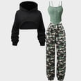 thumbnail image 2 of Emitonse Toddler Girls Outfits Sets Girls Set Spring Fall Winter Long Sleeve Hooded Sweatshirt Cargo Pants Sleeveless Top AG,Size 9-10 Years, 2 of 8